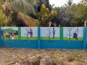 Wall painting plastic waste recycling in Liati Wote, Volta Region Ghana